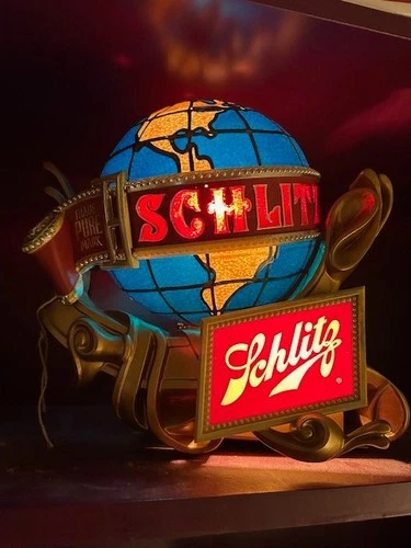 Schultz BEER Lighted Motion Globe Sign Schlitz Globe Vintage  1976   IT WORKS!