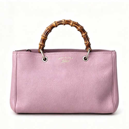 GUCCI Bamboo 1947 Pink Leather Bamboo Top Handle Bag Handbag