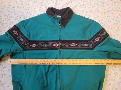 Carhartt Vintage Green Teal Aztec Coat Jacket Coat Size XL XXL USA