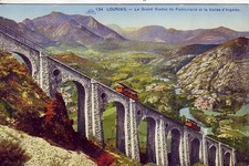Old postcard 65 Pyrenees approx. Tarbes LOURDES Funicular Viaduct & Valley of ARGELES