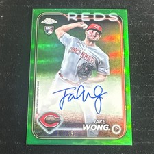 2024 Topps Chrome Rookie Auto Green Refractor #RA-JAW Jake Wong RC Reds 84/99