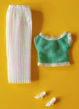 Vintage 1986 Mattel Barbie Pet Show Fashions #3657 Green Top, White Skirt, Shoes