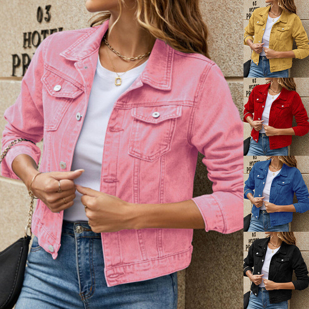 Womens Autumn Ladies Casual Stretch Button Up Classic Casual Coat