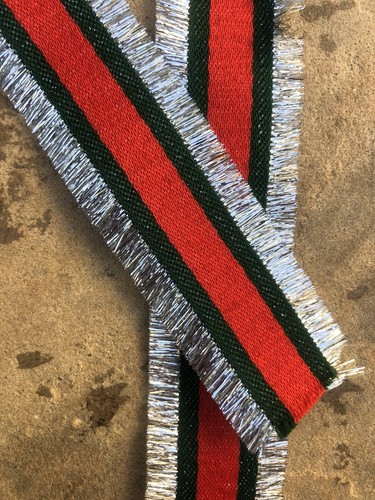 Trim Christmas Ribbons Silver ,Green Red doble Face Ribbon Trim 1” 1/2 - Picture 9 of 9