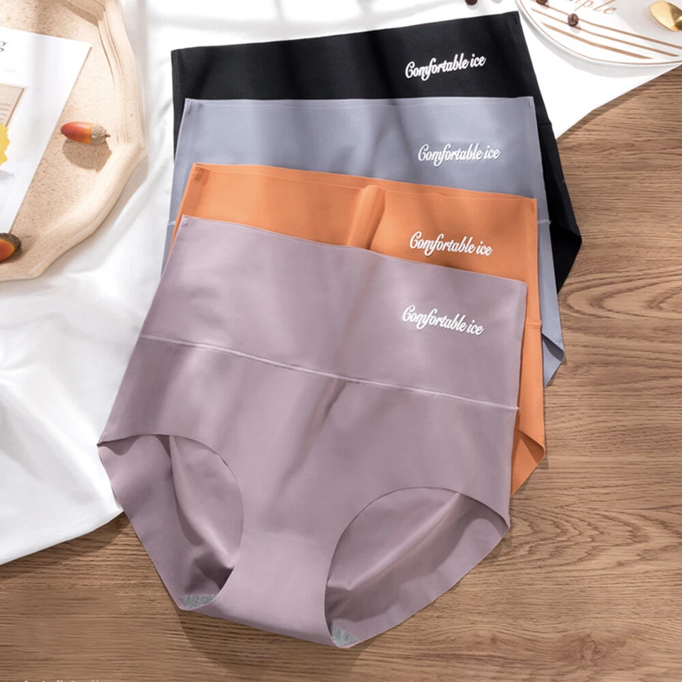 Mujeres Seda Hielo Cintura Alta Damas Ropa Interior Sin Costuras Bragas Calzoncillos Bragas EE. UU.⇓ Foto 4 de 4