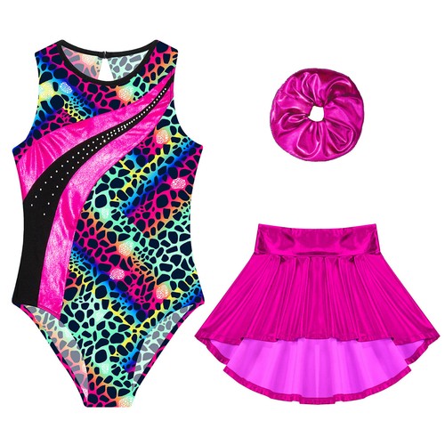 Girls Suit Workout Set Performance Outfit Skirt Competitions Bodysuit Uniform - Picture 21 of 25