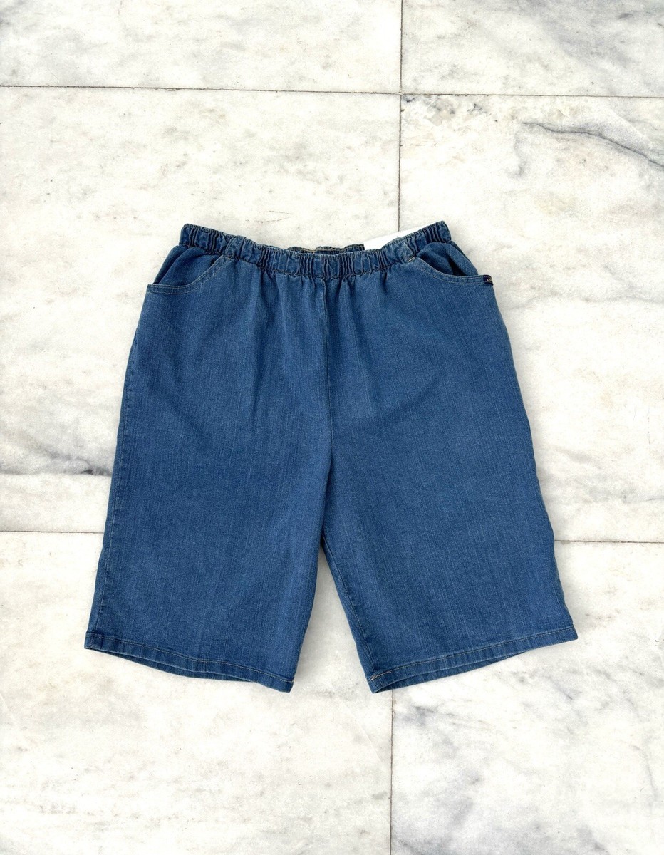 90s Vintage Chic Denim Bermuda Shorts Womens 18 Cotton Pull