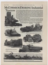 1928 McCormick Deering Ad: International Harvester Industrial Tractors Implement