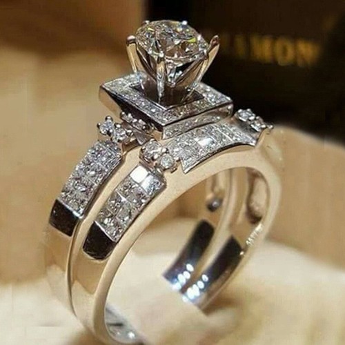 Cubic Zirconia Elegant Jewelry Women Wedding Ring Size 6-10 Rings - Picture 32 of 46
