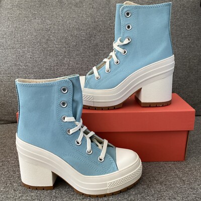 Converse Women's Chuck 70 De Luxe Blue Infinity Pool Heel Shoes A08279C Size 5.5