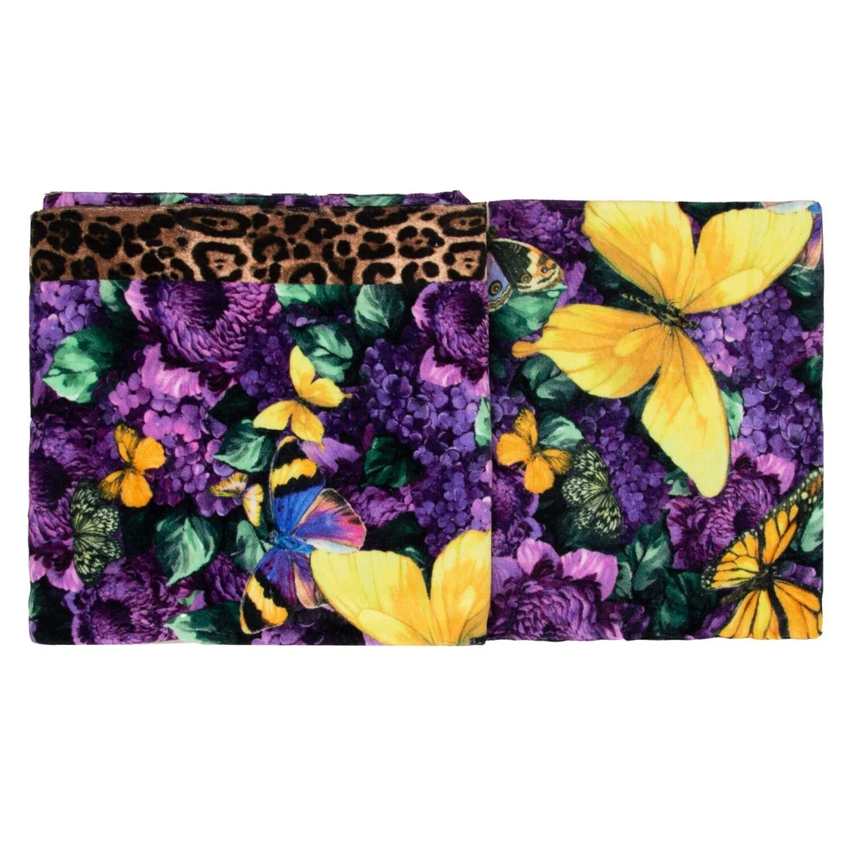 DOLCE & GABBANA DJ Khaled Leopard Flower Butterfly Beach Towel Purple Yellow  - Image 3 of 4