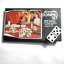 Vintage 1970s Pleasantime Domino Set 28 Piece Double Six Junior Club Size