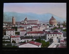 Glass Magic Lantern Slide Photo Italy Veduta Di Pisa Panorama A.L.P. Colour