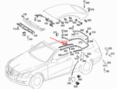 MERCEDES-BENZ E Cabrio A207 Folding Top Sealing Profile 