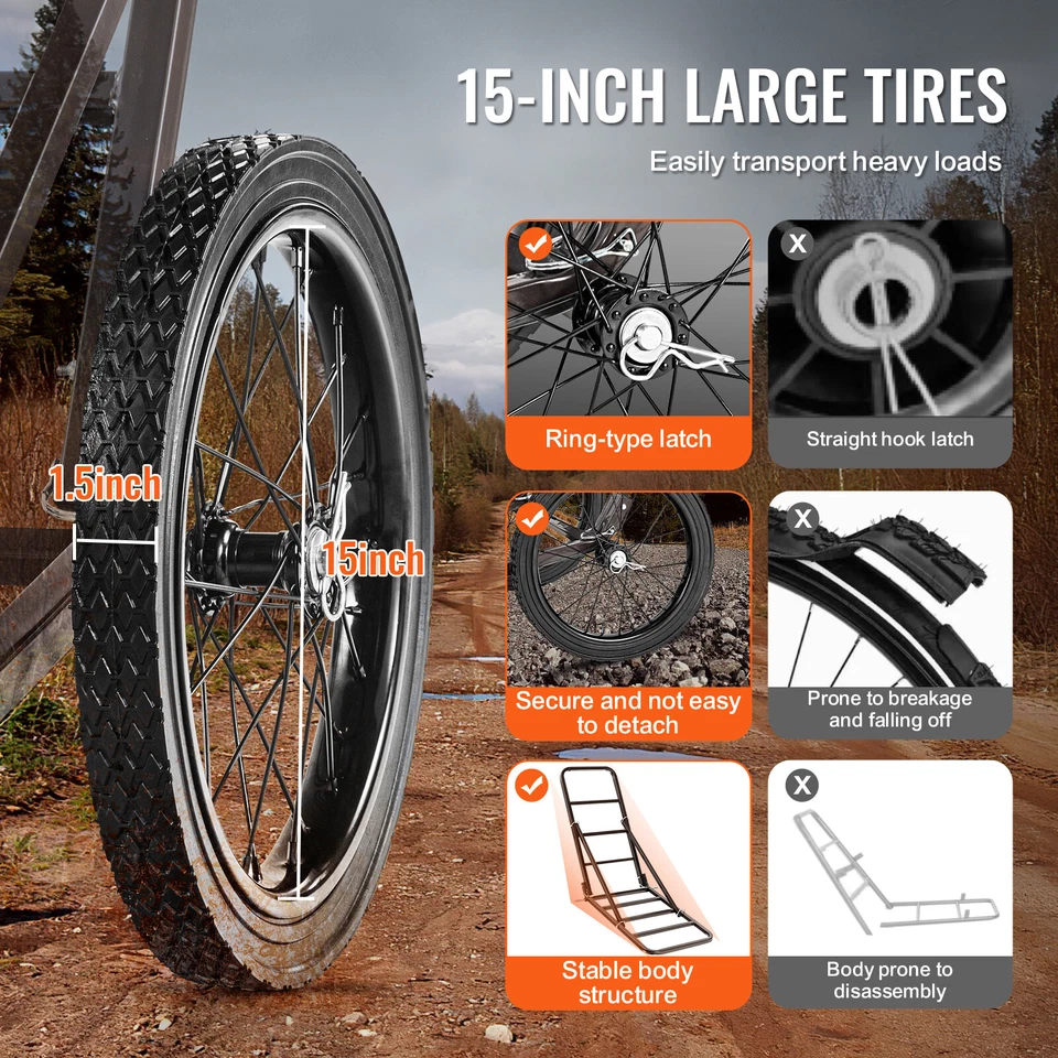 Carro de ciervos plegable camión de juegos equipo utilitario carretilla 300 libras de capacidad Foto 3 de 4