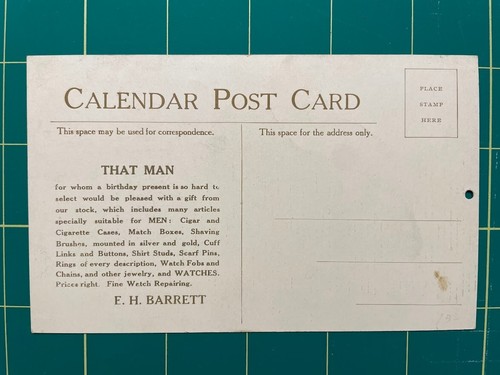 Jeweler advertising postcard with calendar for July, 1910 - Painesville, OH - Picture 2 of 2