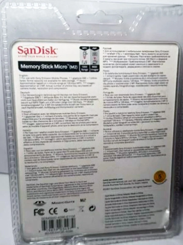 Genuine Sandisk 4Gb M2 Memory Stick Micro M2 + Adapter Sony PSP + phone (UK) NEW - Image 3 of 4