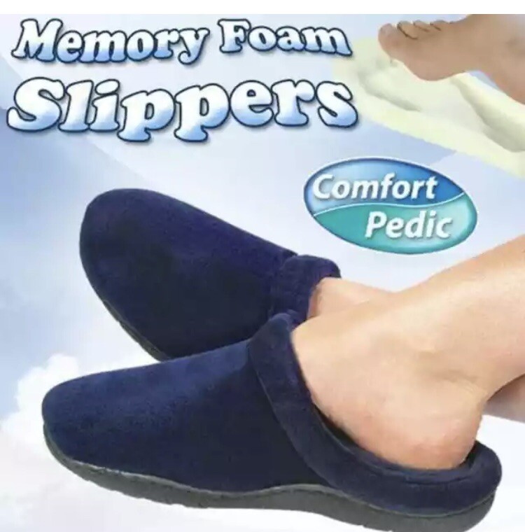 Elite Comfortpedic Memory Foam Slippers Medium Men’s Womens  Navy