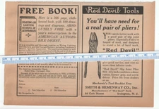 1922 RED DEVIL TOOLS Magazine AD ~ PLIERS ~ Smith & Hemenway/Irvington, NJ.