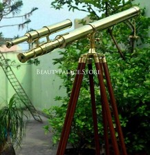 39" Solid Brass Double Barrel Griffith Astor Telescope With WoodenTripod Stand