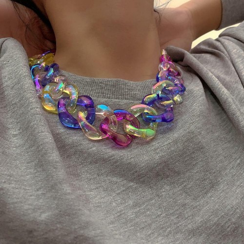 Punk Rainbow Acrylic Chain Necklace for 