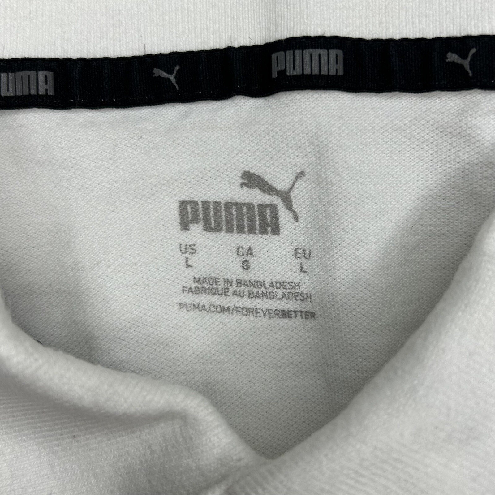 Puma White Polo Shirt Mens Large Slim Fit Short Sleeve Tennis Golf thumbnail 9