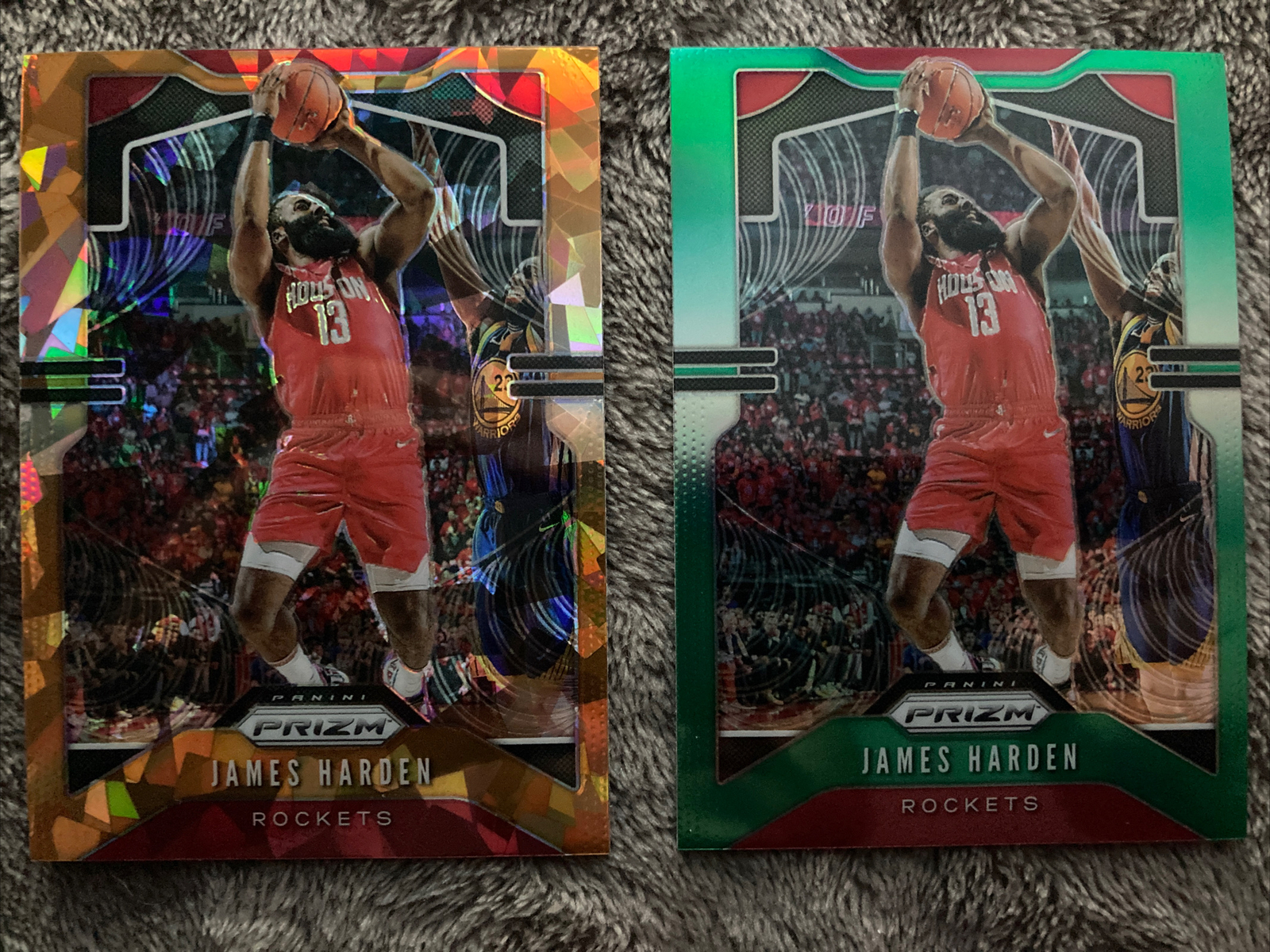2019-20 Prizm James Harden Orange Ice + Green #107