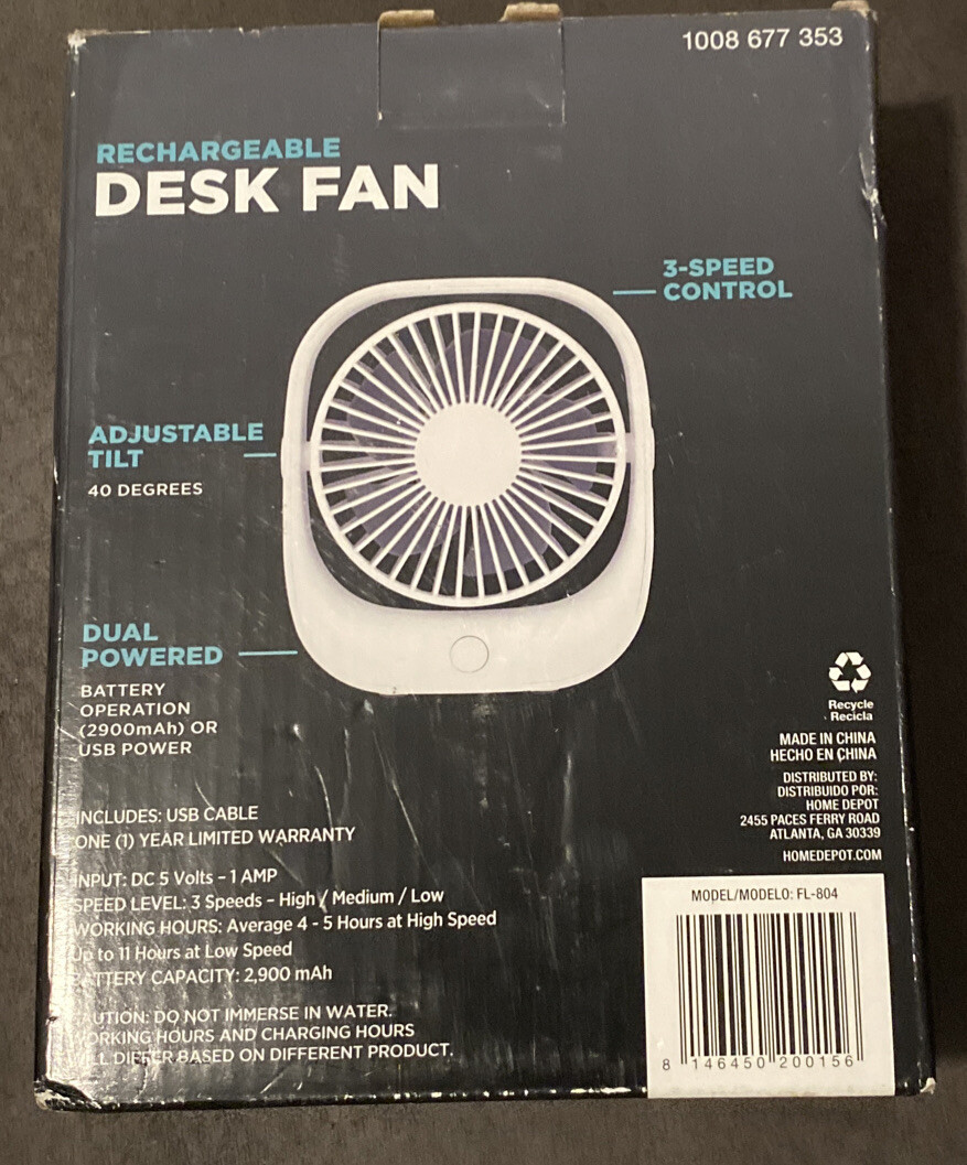 Rechargeable Desk Fan | eBay 
