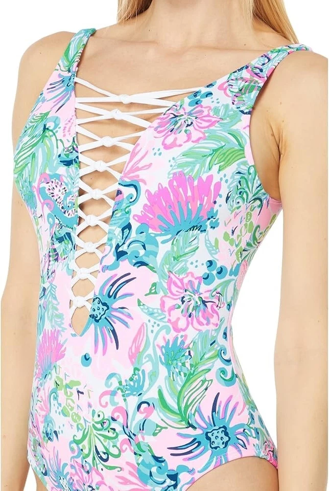 Traje de baño de una pieza LILLY PULITZER Isle Lattice talla 6 pétalos del paraíso nuevo con etiquetas Foto 3 de 4