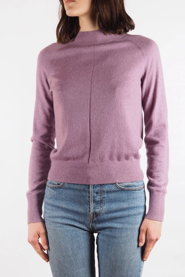 Suéter feminino Prada vintage lã roxa minimalista pescoço simulado tamanho IT 40 / EUA 4 - Imagem 2 de 4