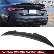 For BMW G22 M440i G82 M4 2021-2024 Carbon Fiber Look PSM Style Trunk Spoiler Lip