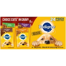 Pedigree Choice Cuts in Gravy Adult Soft Wet Meaty Dog Food Variety Pack, (24)