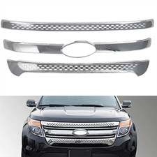 Chrome For 2011-2015 Ford Explorer Front Grill Covers Snap On Grille Overlay