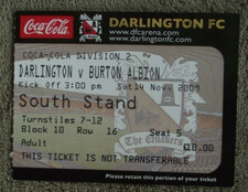 2009-10 Darlington v Burton Albion - League Two - Ticket Stub