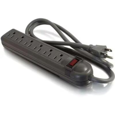 C2G 29300 4Ft 6 Outlets Power Strip Surge Suppressor 15A 1875W 14AWG Black
