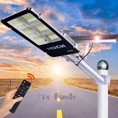 5000W Watts Commercial LED Solar Street Light Dusk to Dawn Parking Lot Road Lamp