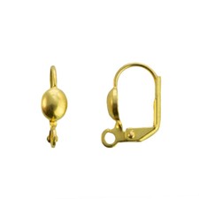 Raw Brass Lever Back Ear Wires with Oval Adornment and Loop 10 