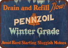 1946 Pennzoil Winter Grade AD Vintage LOOK Reproduction METAL SIGN 8 x 12