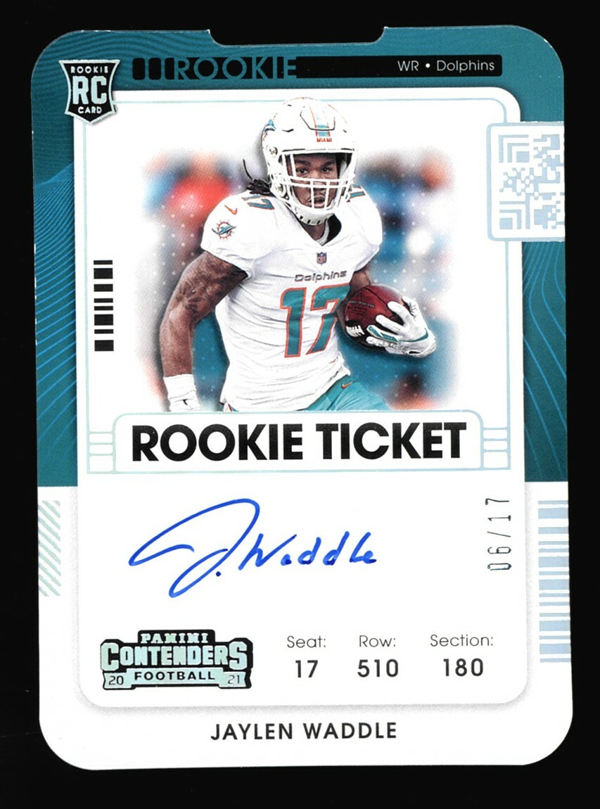 Jaylen Waddle 2021 Contenders Die Cut on Card Rookie Ticket Variation /17 #106
