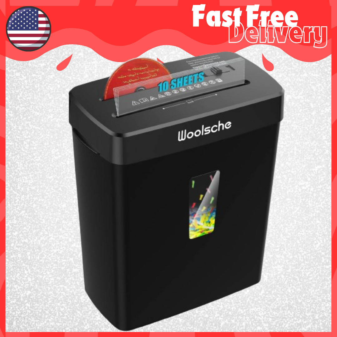 Paper Shredder, Shreds CD & Credit Card, 10 Sheet Cross Cut with 3.43 Gal Basket-image