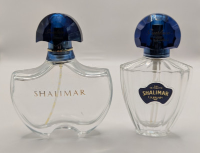 2 Vintage SHALIMAR by Guerlain Paris Crystal Bottles EAU DE PARFUM & TOILETTE