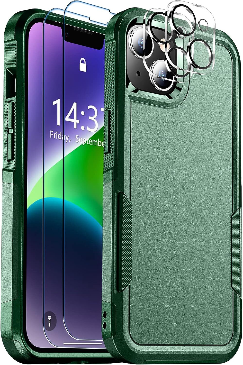 for iPhone 14 Case, [15 FT Military Grade Drop Protection][Non-Slip] [2+Tempered
