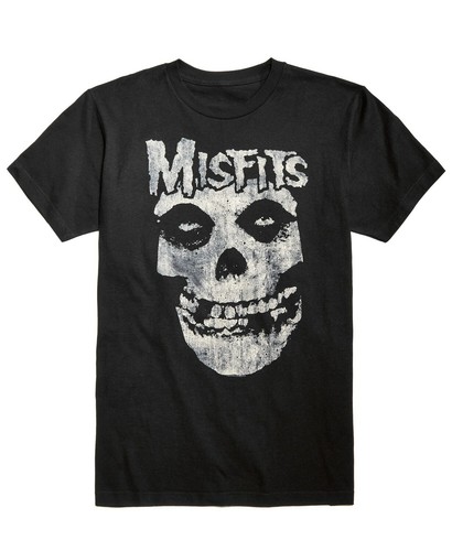 $72 Tultex Men Black Misfits Skull Graphic Short-Sleeve Crew-Neck T-Shirt Size S