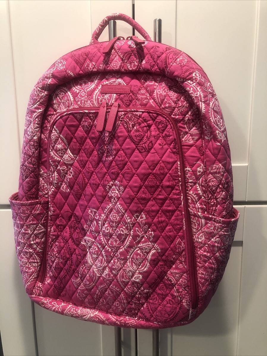 VERA BRADLEY Pink Large Backpack With Laptop Pocket Paisley