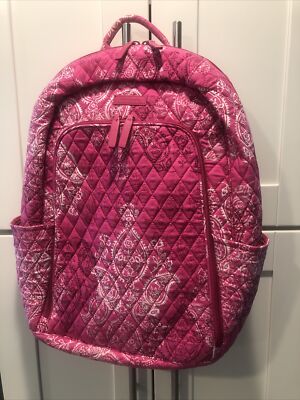 VERA BRADLEY Pink Large Backpack With Laptop Pocket Paisley