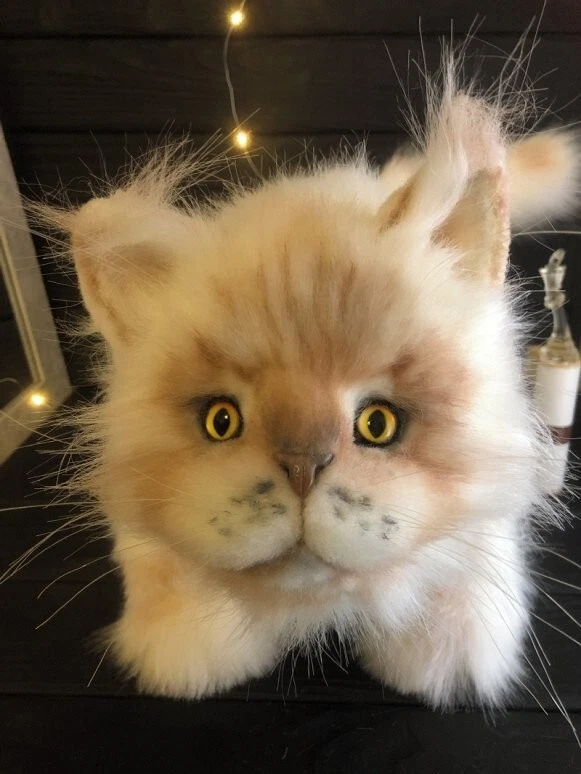 Realistic OOAK Artist Handmade cat toys Stuffed Large Plush White Teddy Kitten - Image 3 of 4