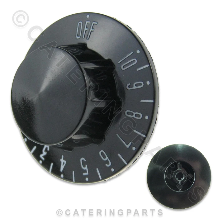CPUK KN60 ROBERTSHAW BLACK CONTROL KNOB OFF 1-10 56mm 5 x 6.3 SHAFT THERMOSTAT SWITCH