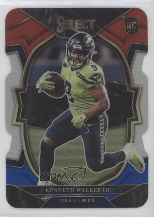 2022 Select Concourse Red & Blue Prizm Die-Cut Kenneth Walker III #2 Rookie RC