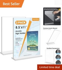 8.5x11 Double-Sided Acrylic Sign Holders - Sturdy Tabletop Stand for Businesses