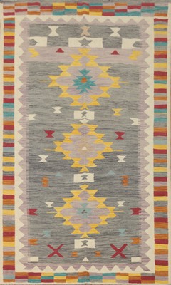 Southwestern Wool Geometric Kilim Artisan Crafted Area Rug 5x8 ft Flat-weave